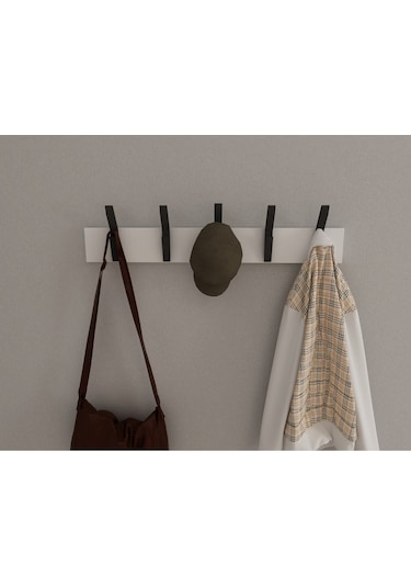 Hepsi3boyutlu Modern Duvar & Kapı Kanca Askılık - 5 Adet Siyah Kanca Askılık - Model No : 3 Siyah