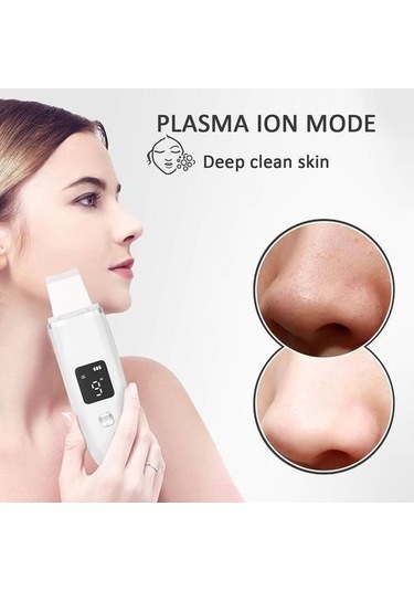 Ultrasonik Cilt Akne Siyah Nokta Yüz Masajı Iyon Cilt Bakımı Cihazı Lıvaqs Beyaz