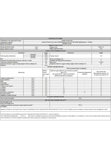 Vestel SD30001 Dual 275 LT Sandık Tipi Derin Dondurucu