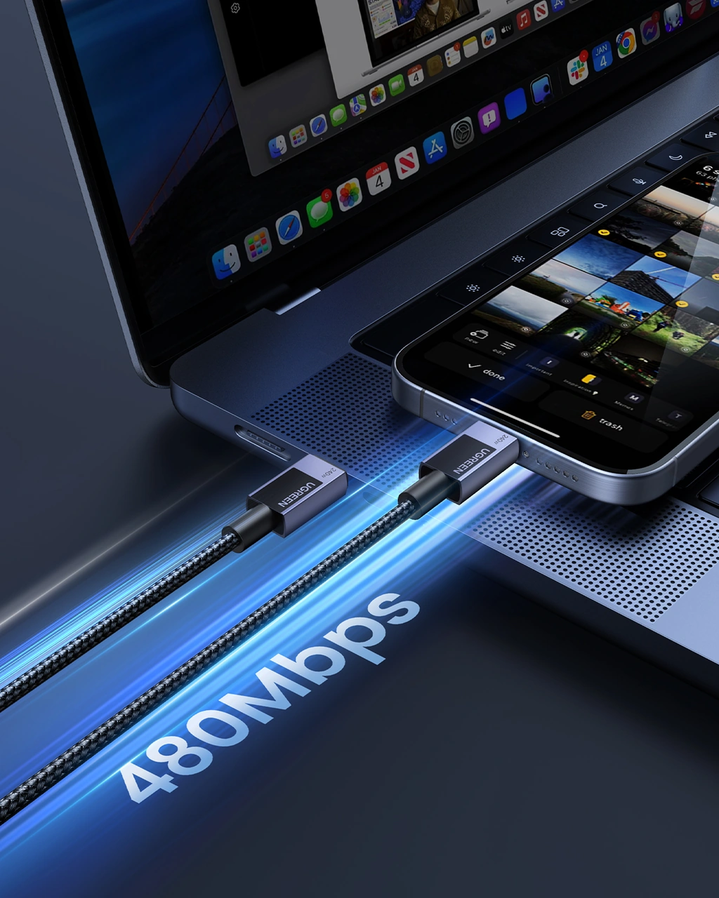 Ugreen Usb-c To Usb-c 240w Pd Hızlı Şarj Kablosu, Uzay Grisi, 1m, 45067 -