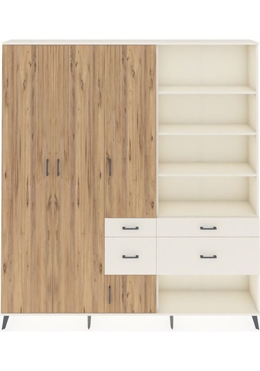 Arges Dolap 14 Raflı 4 Çekmeceli 4 Kapaklı 220x30x243 Aytaşı-çam/aytaşı Atlas Çam/aytası