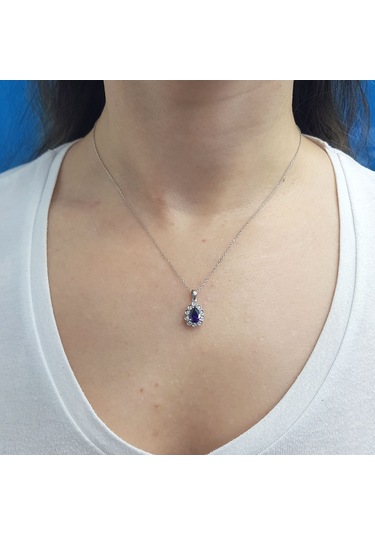 Lova Pırlantalı Damla Ametist Kolye - 2070023