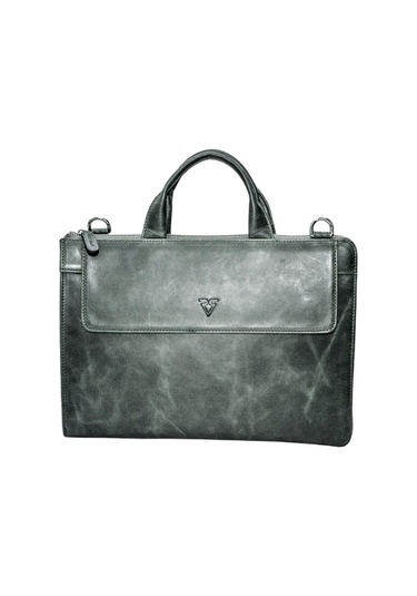 Hakiki Deri Laptop Askılı Evrak Çantası / 9517 Gri Dumanlu-133267 Siyah