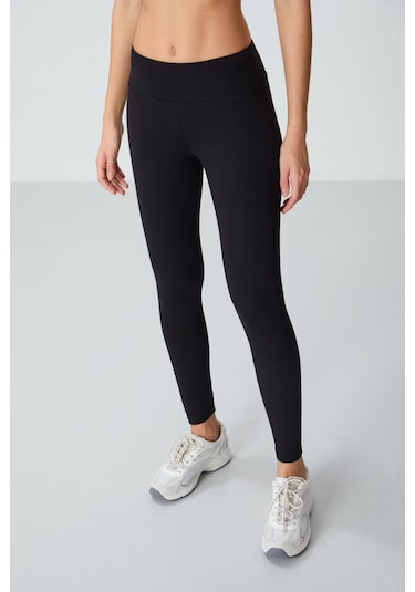 Tommy Life Siyah Yüksek Bel Termal Slim Fit Dar Paça Kadın Tayt - 94577 SiYAH