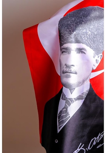 K.Atatürk İmzalı Türk Bayrağı Saten Kumaş Dijital Baskı 100x150 cm