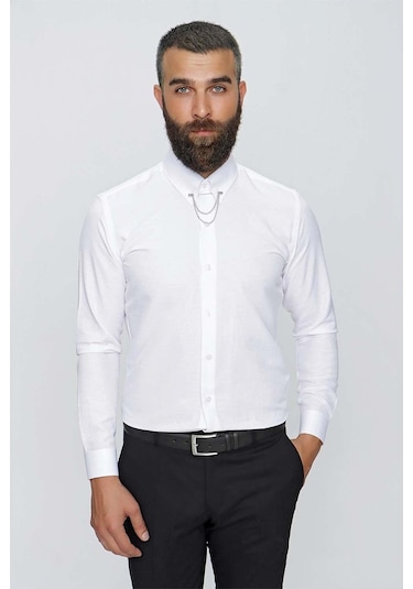 Gk 646 Beyaz Klasik Gömlek Beyaz