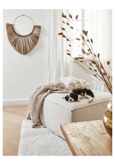 Mode Soft Puf 01 Kırık Beyaz Keten Kumaş İşbir Sünger