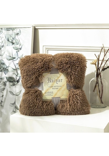 Ten Rengi Battaniye Suni Kürk Battaniye Yatak Battaniyesi Shaggy Polyester Sıcak Tutma S