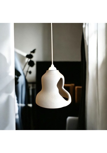 Beton Görünümlü Şık Ve Modern İskandinav Avize Rustik Ampul Hediyeli Gri