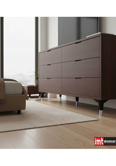 Puma 15 Cm 4 Adet Siyah -krom Mobilya Kanepe Tv Ünitesi Kosol Dolap Komidin Ayağı Siyah