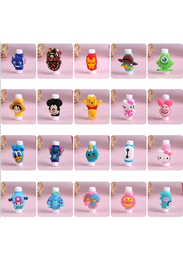 Fosenze Sevimli Hayvan Şekilli Kablo Koruyucu - 10 Adet Şarj Kablosu Kırılma Önleyici