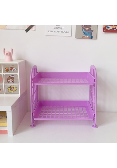 Mor Kawaii Macaron Minimalist Masa Masaüstü Organizatör Depolama Rafı Öğrenci Yurdu Katlanır Içi Boş Raf Cilt Bakımı Depolama Rafı