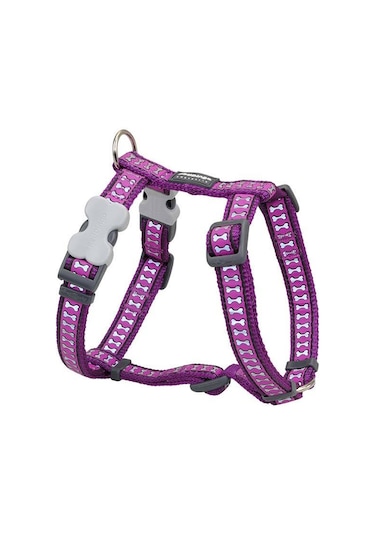 Red Dingo Fosforlu Kemik Desenli Köpek Göğüs Tasması 25 mm Mor
