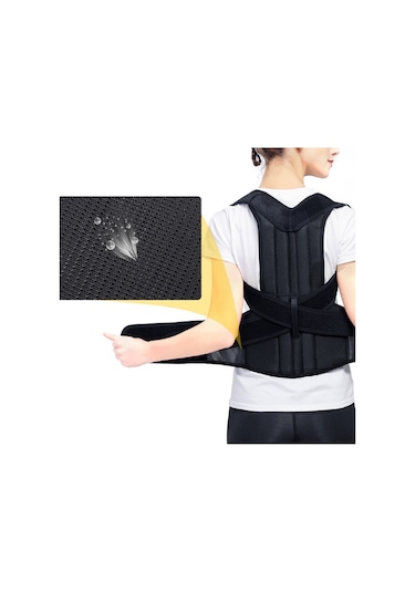 Sones Kifoz Düzeltme Kemeri Omurga Sırt Sabitleme Kemeri Düzeltme Giysileri, Beden: S Siyah