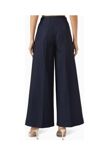 Eegen Studio Korean Twill Geniş Paça Pantolon Şık Dikiş Detayı Ve Rahat Fit Mavi