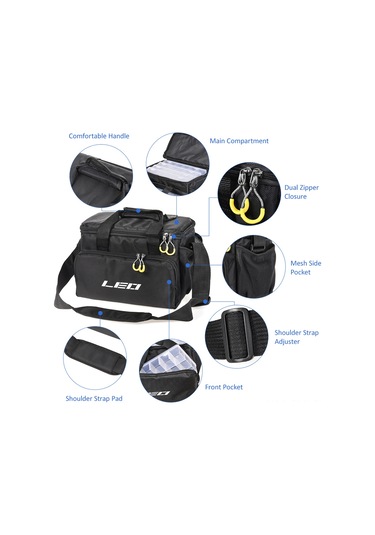 Xindoker Siyah Kalınlaşmış Kareli L32 Luya Çanta - 1680d Nilon Malzeme İle Geniş Ve Düzenli Olta Eşyası Depolama