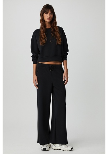 Kıerstan Kadın Scuba Kumaşlı Aşırı Yumuşak Oversize Siyah Eşofman Takımı