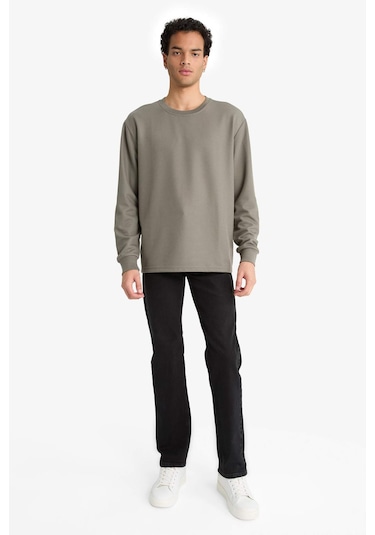 Defacto Regular Fit Bisiklet Yaka Uzun Kollu Body F2263ax25aukh387 Haki