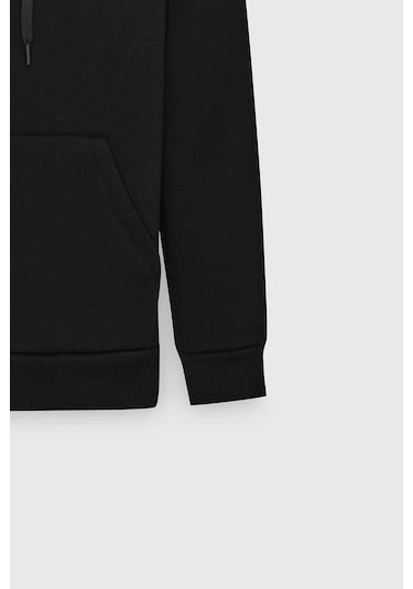 AC&Co / Altınyıldız Classics Standart Fit Normal Kesim Kapüşonlu Fermuarlı Erkek Sweatshirt - Siyah