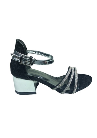 Ortopedikal 2006 Mot Filet Siyah-gümüş Taşlı Kız Çocuk Topuklu Siyah