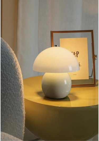 Modern Tasarım Merkür Abajur Krem Gövde Kablolu Tak Çalıştır Masa Lambası Bej