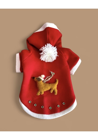 Buddy Kapşonlu Yılbaşı Kedi Sweatshirt Noel