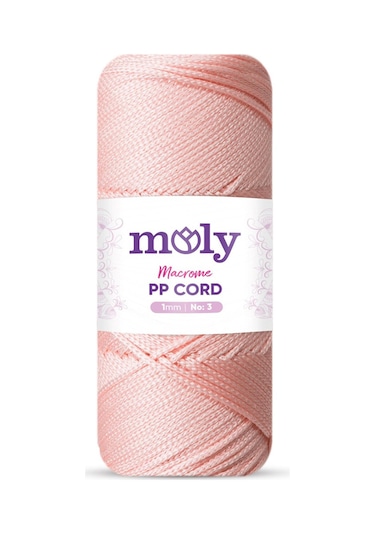 Moly Pp Cord Polyester Makrome No:3 1mm 070-pudra Örgü İpi 100 Gram