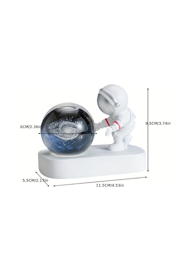 Honeybeeshop Modern Astronot Cam Globe Masa Lambası 60mm Uzay Temalı Led Galaksi Sevgili Astronot Usb Güçlü Oda Dekorasyonu Ve Hediye Ahşap