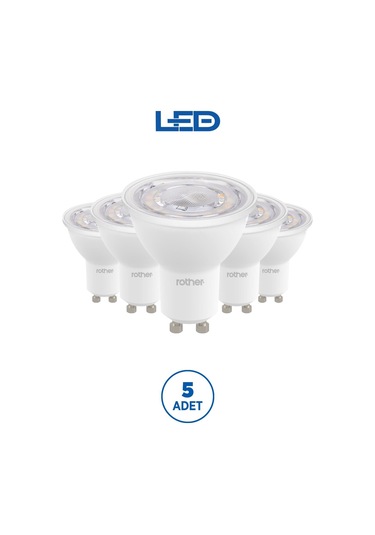 Rtl11121-5 Rother Gu10 Led Spot Ampul 6w 540 Lümen 3000k Sarı Işık Enerji Tasarruflu Ampul 5 Adet