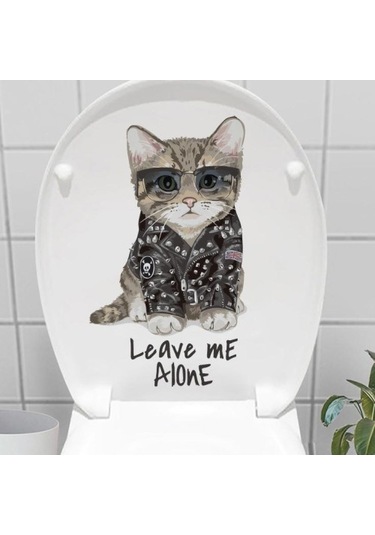 Büro Ev Klozeti İçin Kedili Beni Yalnız Bırak Espirili Kapak İçi Stickeri Diğer
