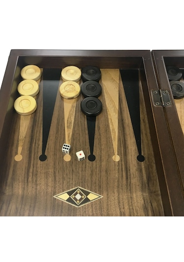 Helena Wood Art Eko El Yapımı Ahşap Tavla Ceviz Damasız