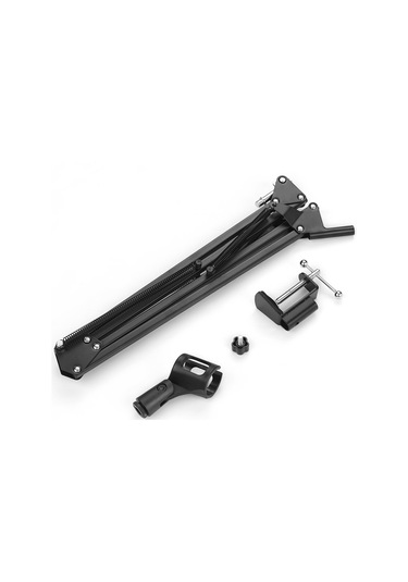 Maiyame Siyah Metal Mikrofon Standı, Tutucu Ve Montaj Kelepçesi Seti, 340g Ağırlık, 40x11.5x4.5cm Paket Boyutu