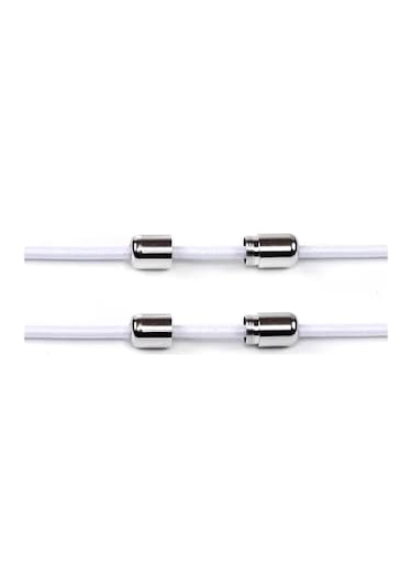 Ayarlanabilir 1 Çift Beyaz Vidalı Kapsül Uçlu Yuvarlak Lastik Pratik Bağcık Beyaz