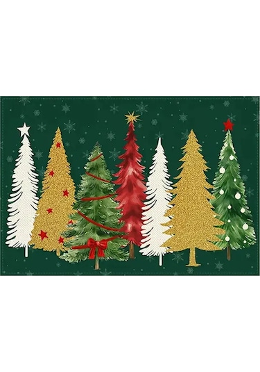 Suofeng 4 Adet 30x45cm Yeşil Bağdat Bezi Masa Havlusu Seti - Bayramlı Sofra Dekoru, Leke Ve Sıvıya Dayanıklı, Kolay Bakım Yeşil