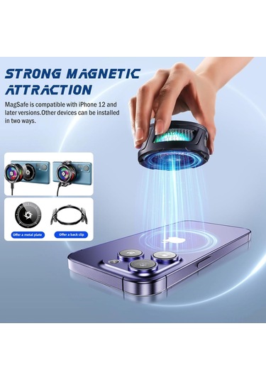 Honmex Oyuncu Ve Yayıncılar İçin 3'ü 1 Arada Manyetik Telefon Soğutucu - Rgb Işıklı, Hızlı Soğutma, İphone/android/ipad Uyumlu, Taşınabilir Klipli Fan