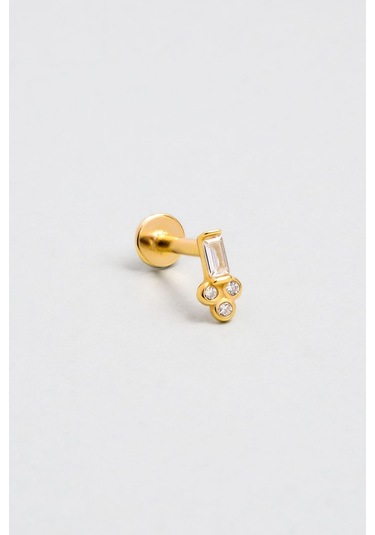 Baget Kesim 18 Ayar Sarı Altın Kaplama Gümüş Tragus-helix Piercing Sarı