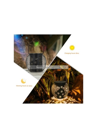 Novahub Çevresel Güneş Asılı Fener Demir Sanat Dekoratif Işık Oyuk Çiçek Kelebek Desen Bahçe Peyzaj Işığı Ip65 Su Geçirmez Masa Yolu
