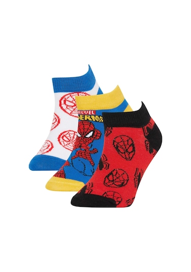 DeFacto Erkek Çocuk Marvel Spiderman 3'lü Pamuklu Patik Çorap -  Z9028A6NSKR1