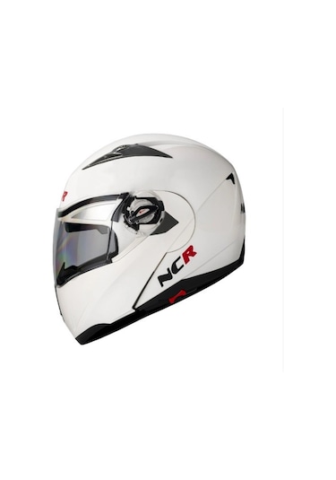 Ncr-158 Çene Açılır Gözlüklü E-ce Belgeli Motosiklet Kaskı Parlak Beyaz