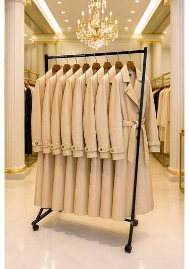 Premium 160 Cm Çelik Konfeksiyon 105 Cm En Elbise Askılık Tekerlekli Demonte Portmanto Hanger Siyah