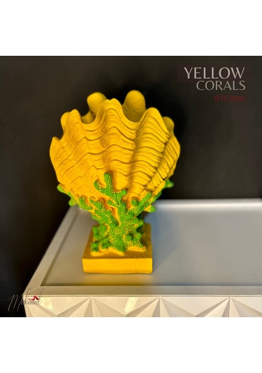 El Yapımı Sarı Mercan Resifi Heykeli Eşsiz Ev Dekoru - Mükemel