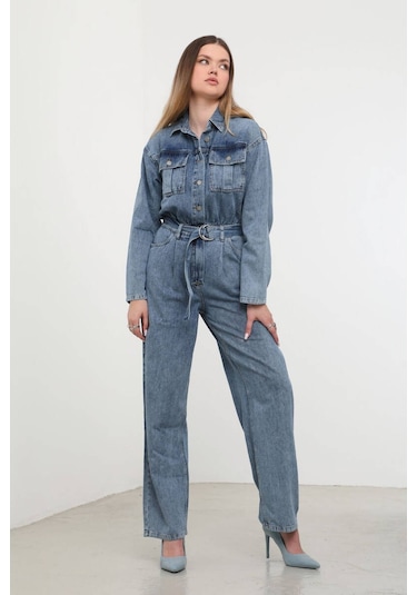 Kadın Oversize Jean Tulum Mavi 001