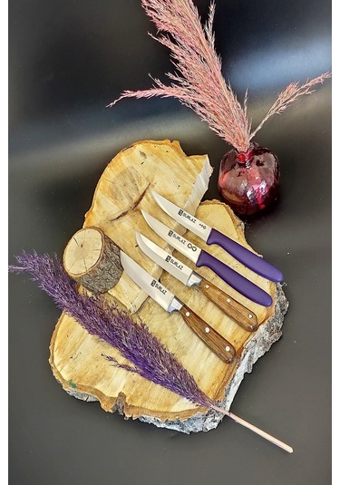 Sürmene Sürlaz Ultra Keskin Sebze Meyve Bıçak Takımı Kahverengi - Mor