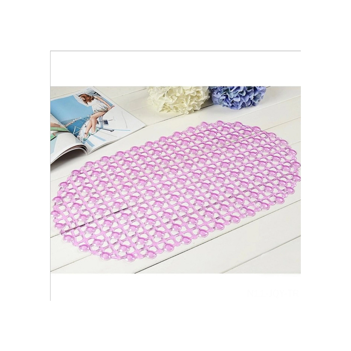 Youmex Pvc Banyo Süpürge Matı - Düş Ve Tuvalet İçin, Emici Çemberli, Masajlı Dizayn, Kayma Engeli, Pembe Rengi Pembe