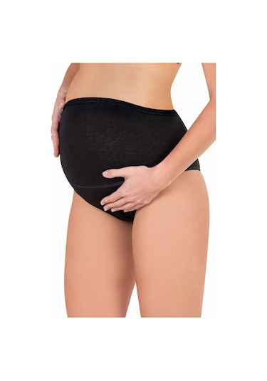 Kadın Pamuklu Likralı Hamile Lohusa Külot Siyah Kompedan K23582-siyah Siyah