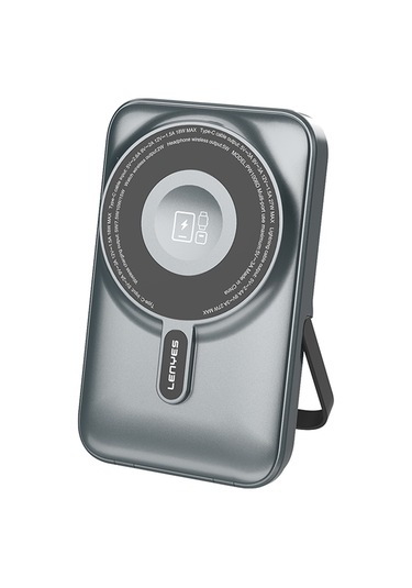Lenyes Pw1006d Dijital Led Ekranlı Standlı Wireless Powerbank 15w 10000mah Gri