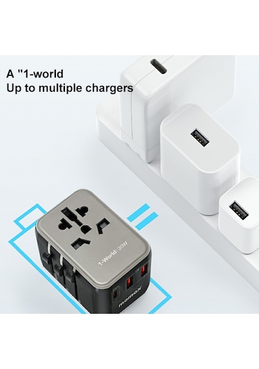 Momax Ua11 1-world 20w Pd Global Seyahat Hızlı Şarj Cihazı Güç Adaptörü Siyah