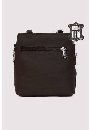 Hakiki Deri Kadın Deri Omuz Çantası Kahverengi Smr562 Kahverengi