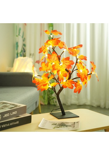 Youtek Usb G4 Isıtıcı Beyaz Işıklı Plastik Kırmızı-siyah Demir Sanatı Akşam Lambası, Noel Dekorasyonu 24 Ledli Ev İçi Manzaralı Ağaç Lambası Sıcak Beyaz