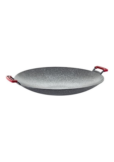 Oms 40 Cm Granit Saç Kavurma Tava Kapaksız 3225 Gri Siyah